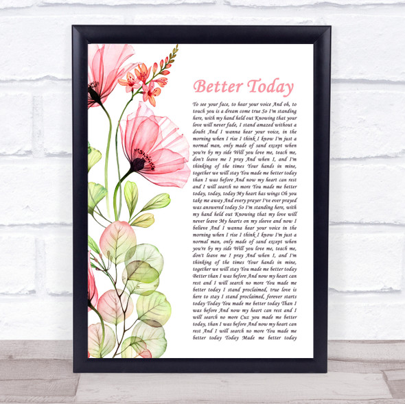 Coffey Anderson Better Today Floral Poppy Side Script Song Lyric Print