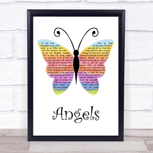 Robbie Williams Angels Rainbow Butterfly Song Lyric Quote Music Print