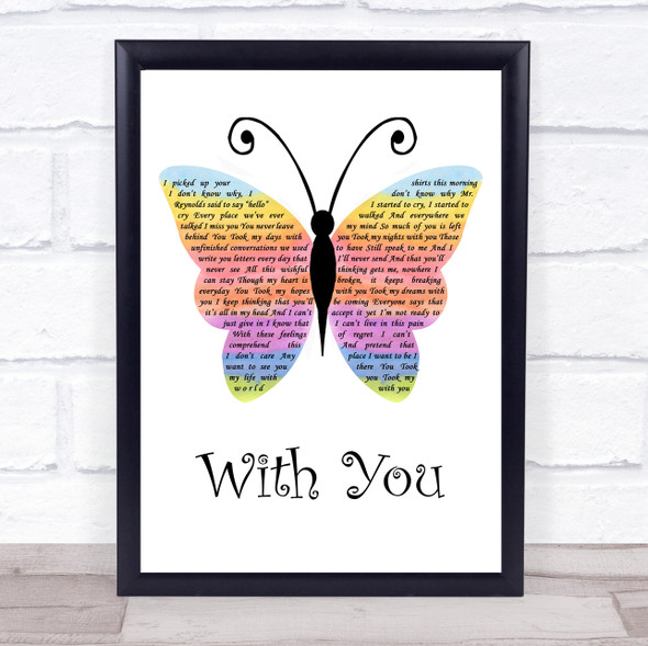 Ghost The Musical With You Rainbow Butterfly Song Lyric Wall Art Print