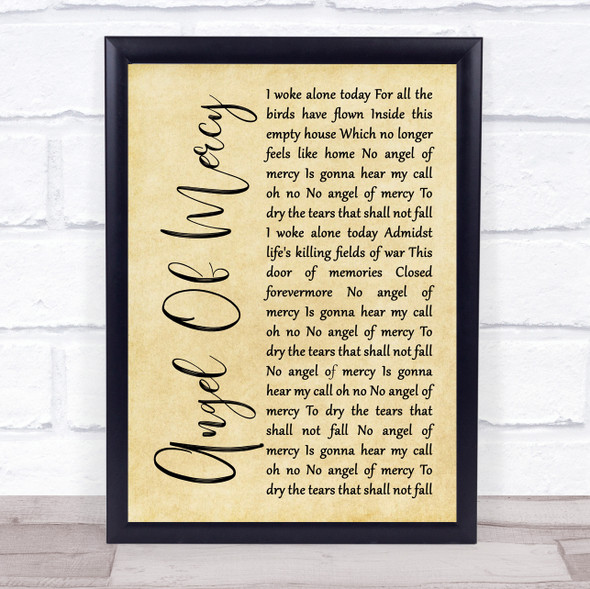 Black Label Society Angel Of Mercy Rustic Script Song Lyric Print