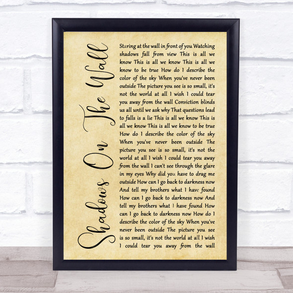 Blacktop Mojo Shadows On The Wall Rustic Script Song Lyric Quote Music Print