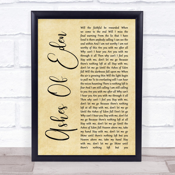 Breaking Benjamin Ashes Of Eden Rustic Script Song Lyric Quote Music Print