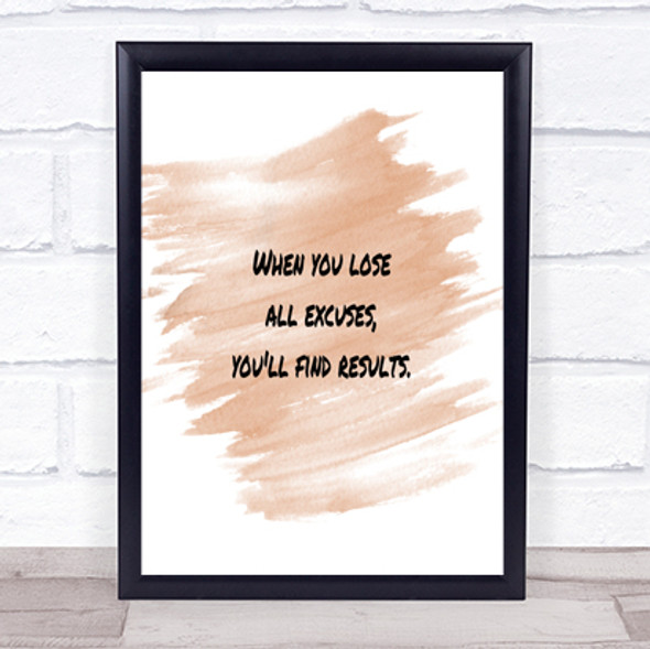 Lose All Excuses Quote Print Watercolour Wall Art