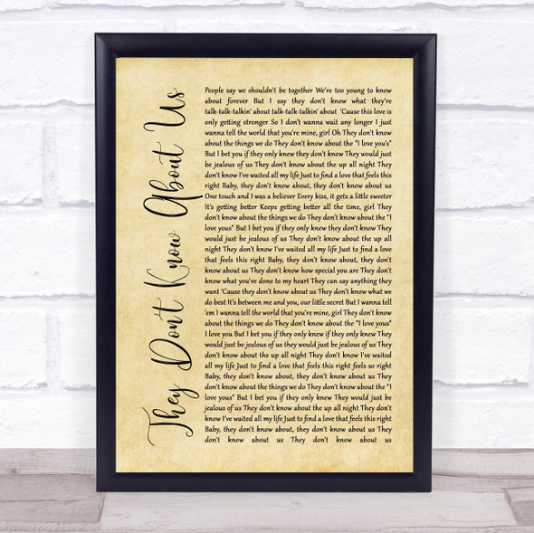 One Direction They Don't Know About Us Rustic Script Song Lyric Wall Art Print