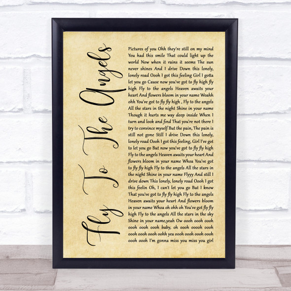 Slaughter Fly To The Angels Rustic Script Song Lyric Wall Art Print