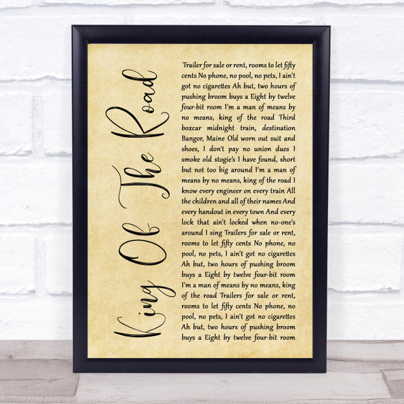 Roger Miller King Of The Road Rustic Script Song Lyric Wall Art Print