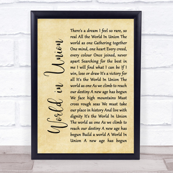 Kiri Te Kanawa World in Union Rustic Script Song Lyric Wall Art Print