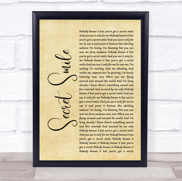 Semisonic Secret Smile Rustic Script Song Lyric Quote Print