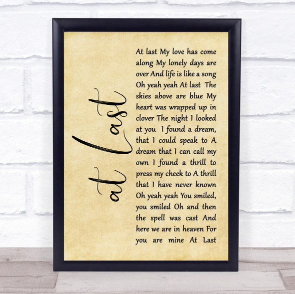 Etta James At Last Rustic Script Song Lyric Quote Print