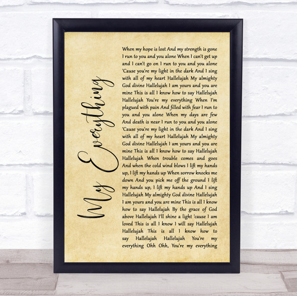 Owl City My Everything Rustic Script Song Lyric Quote Print