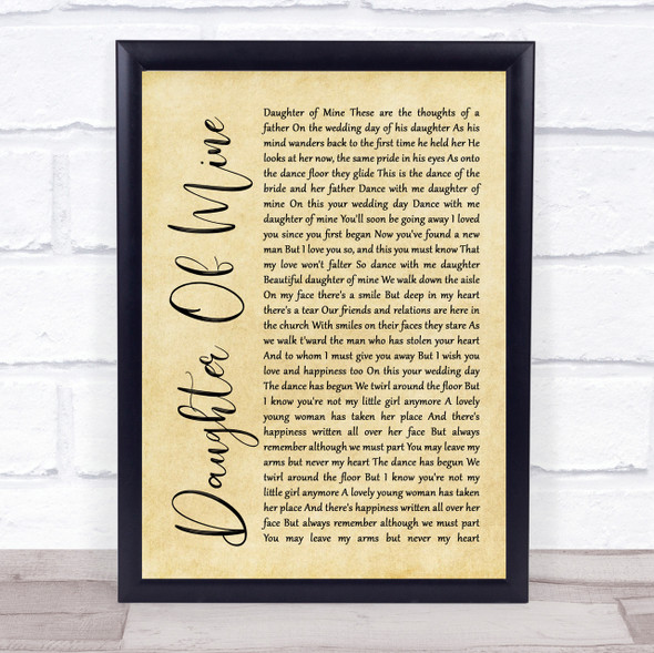 John McDermott Daughter Of Mine Rustic Script Song Lyric Quote Print