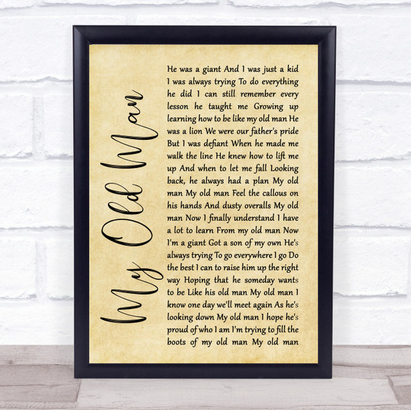 Zac Brown Band My Old Man Rustic Script Song Lyric Quote Print