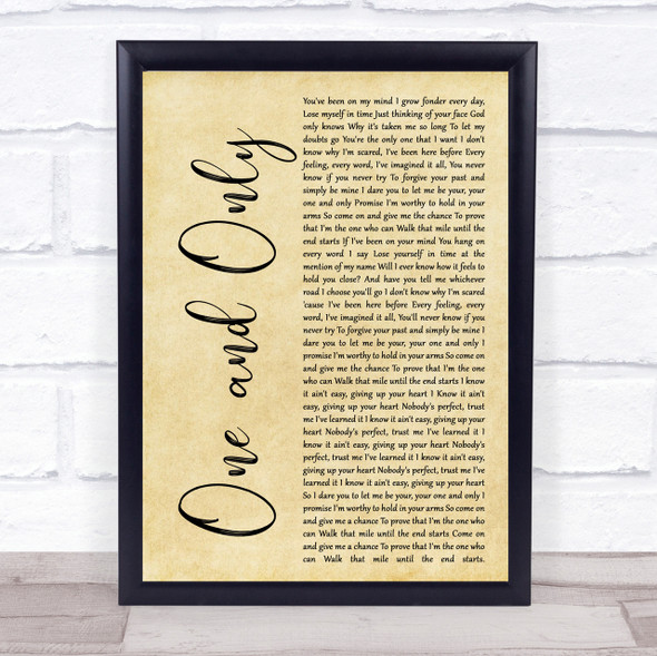Adele One And Only Rustic Script Song Lyric Quote Print