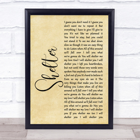 Ray LaMontagne Shelter Rustic Script Song Lyric Quote Print