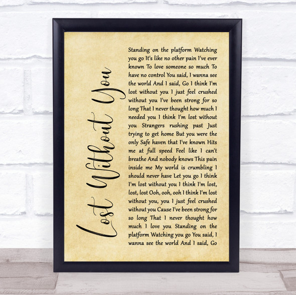 Freya Ridings Lost Without You Rustic Script Song Lyric Print