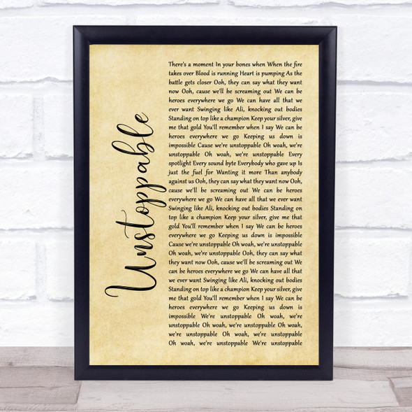 The Score Unstoppable Rustic Script Song Lyric Print