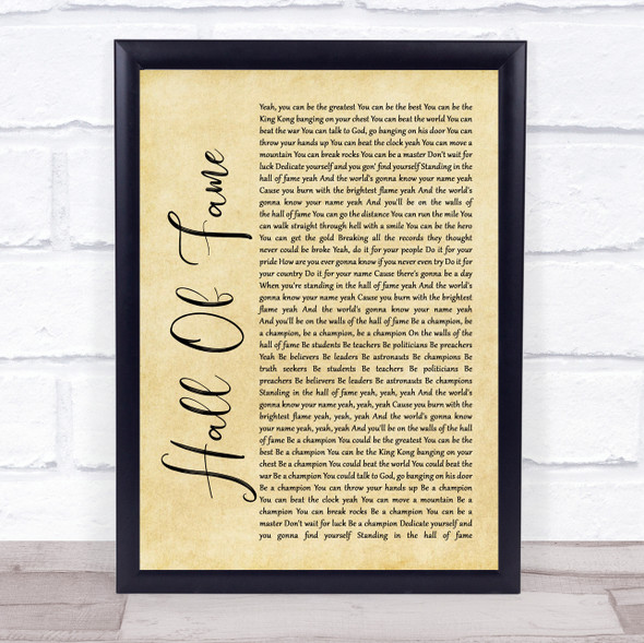 The Script Hall Of Fame Rustic Script Song Lyric Print