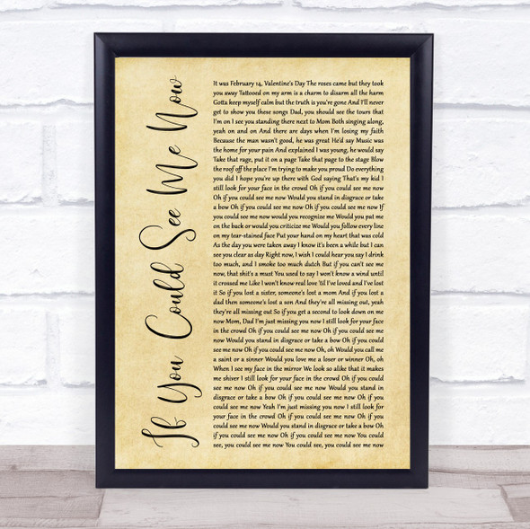 The Script If You Could See Me Now Rustic Script Song Lyric Print