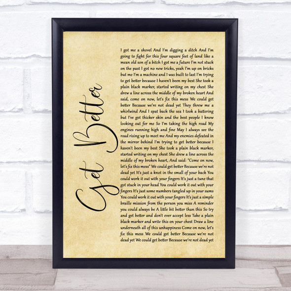 Frank Turner Get Better Rustic Script Song Lyric Print