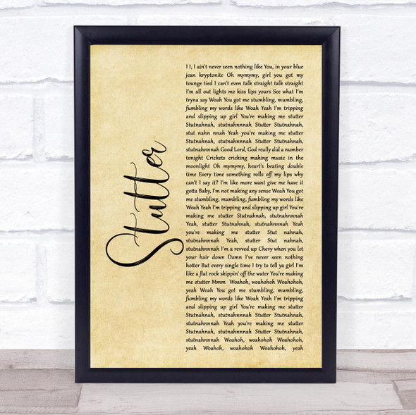 Granger Smith Stutter Rustic Script Song Lyric Print