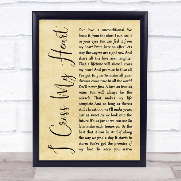 George Strait George Strait I Cross My Heart Rustic Script Song Lyric Print