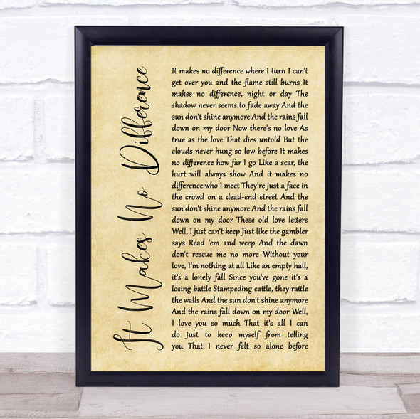 The Band It Makes No Difference Rustic Script Song Lyric Print