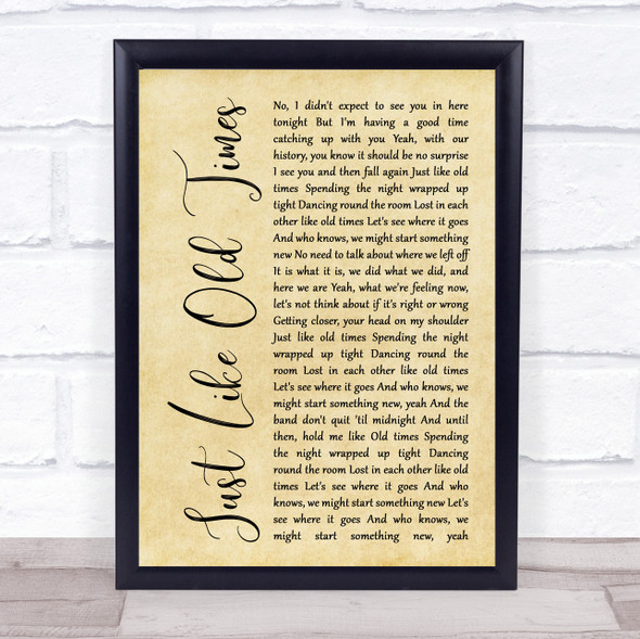 Jon Pardi Just Like Old Times Rustic Script Song Lyric Print