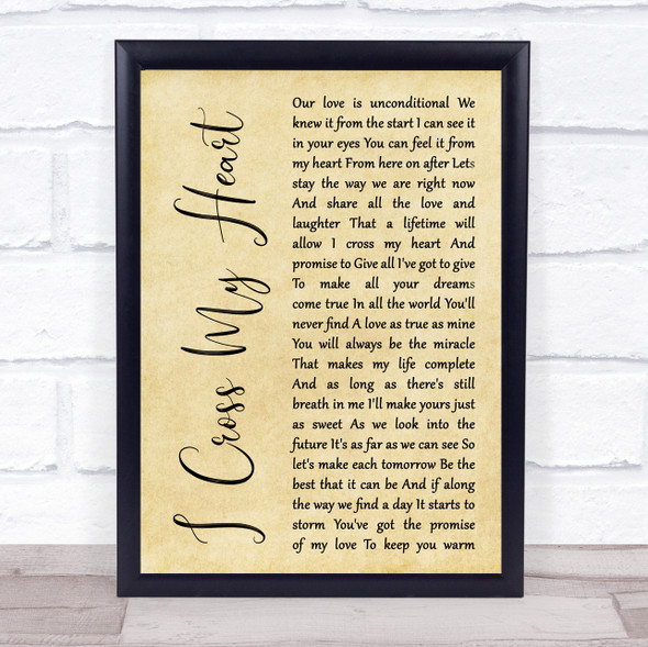 George Strait I Cross My Heart Rustic Script Song Lyric Print