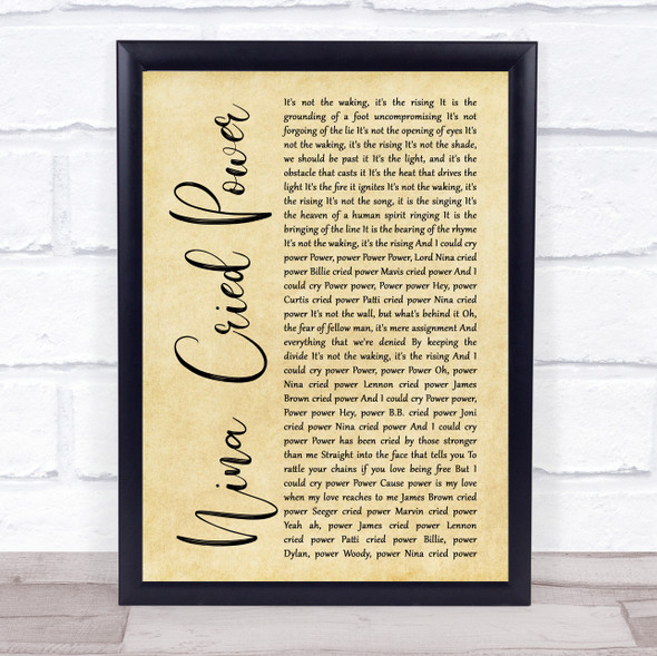 Hozier feat. Mavis Staples Nina Cried Power Rustic Script Song Lyric Print