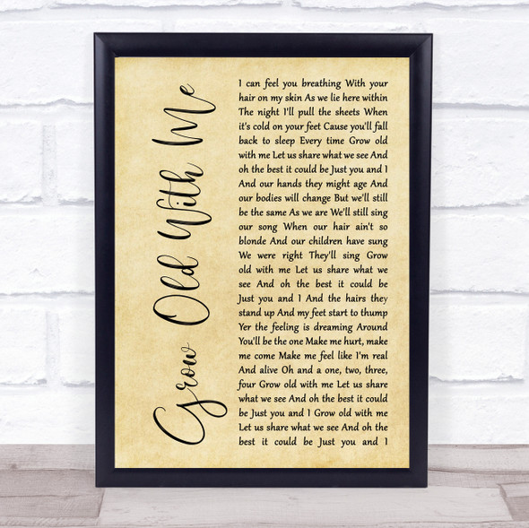 Tom Odell Grow Old With Me Rustic Script Song Lyric Print