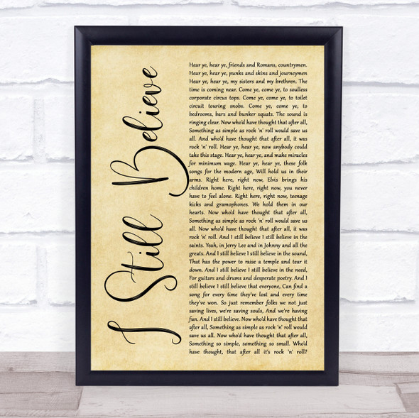 Frank Turner I Still Believe Rustic Script Song Lyric Print