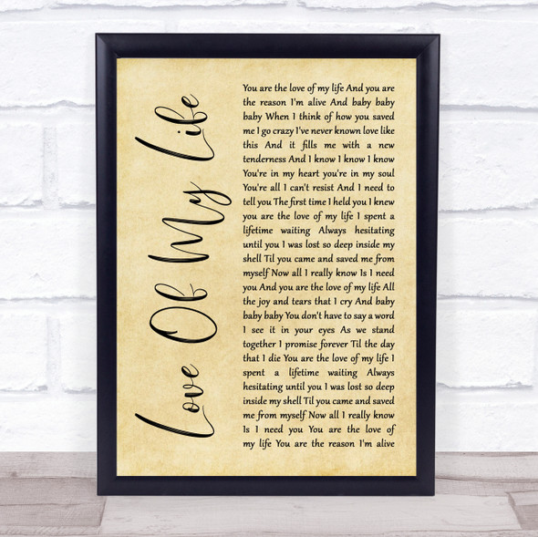 Sammy Kershaw Love Of My Life Rustic Script Song Lyric Print