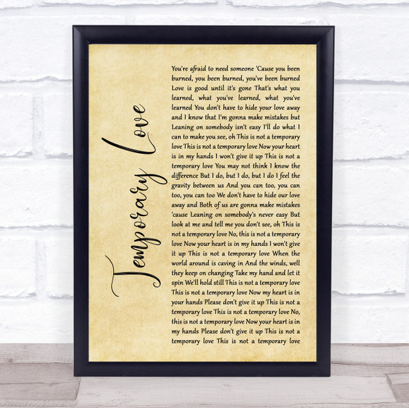 Ben Platt Temporary Love Rustic Script Song Lyric Print