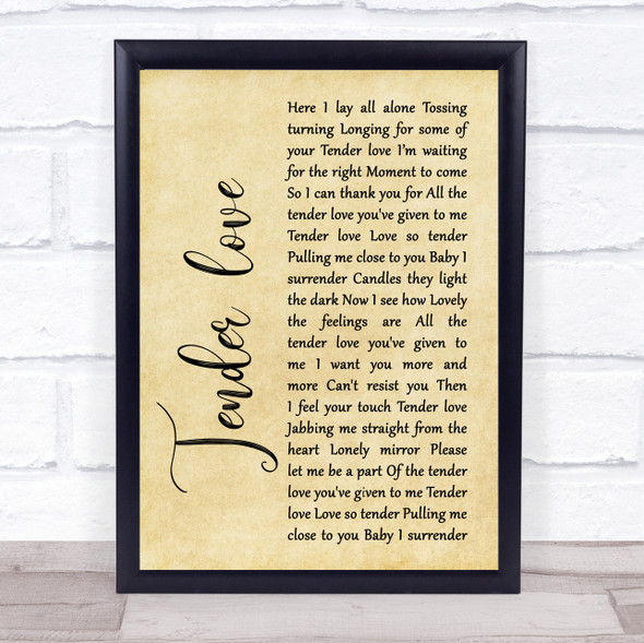 Kenny Thomas Tender love Rustic Script Song Lyric Print