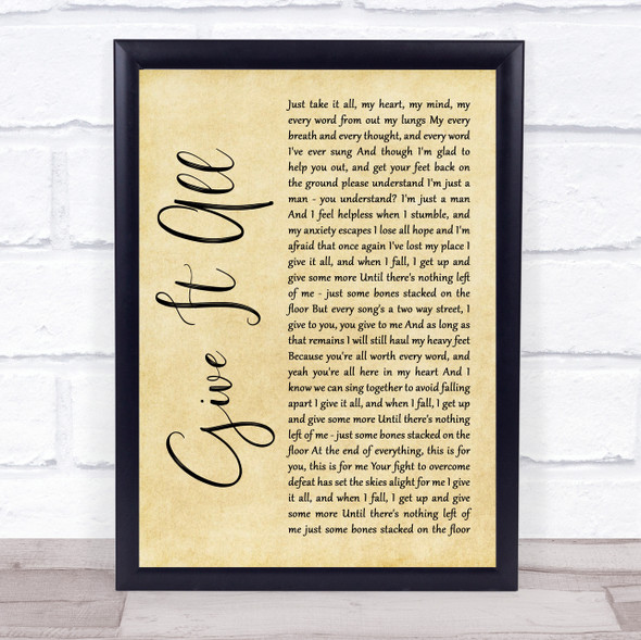 The Amity Affliction Give It All Rustic Script Song Lyric Print