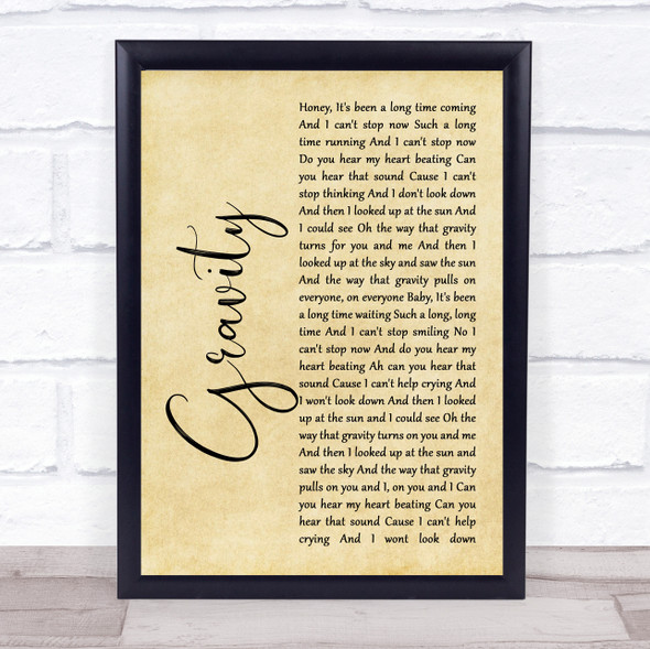 Embrace Gravity Rustic Script Song Lyric Print