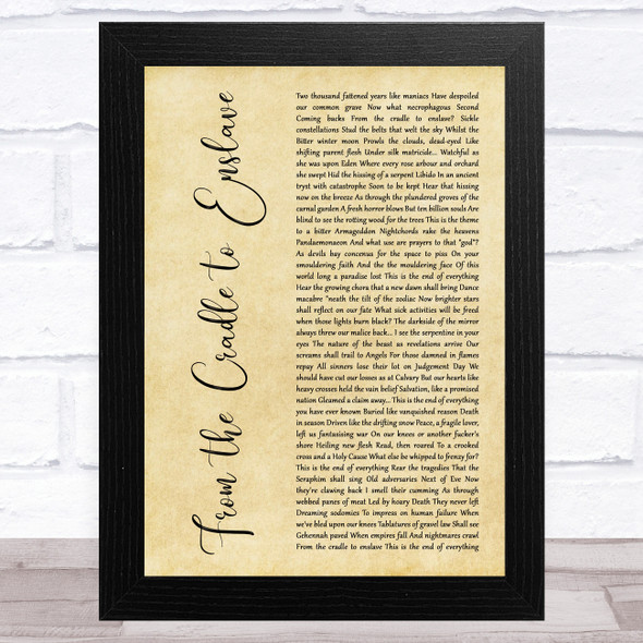 Cradle of Filth From the Cradle to Enslave Rustic Script Song Lyric Music Art Print
