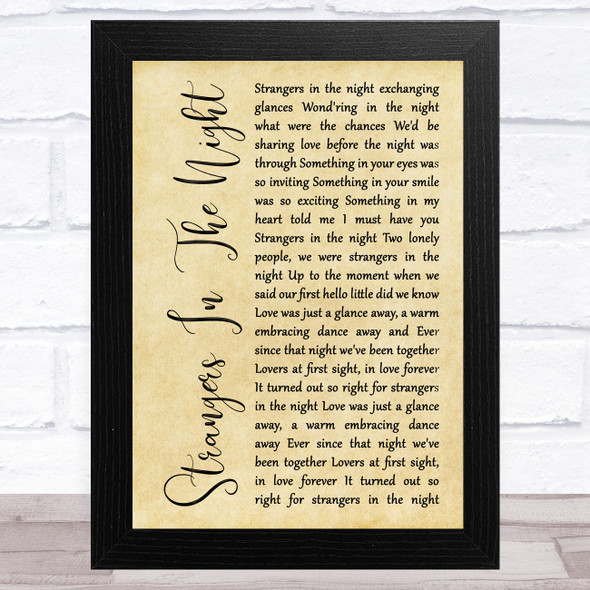 Frank Sinatra Strangers In The Night Rustic Script Song Lyric Music Art Print