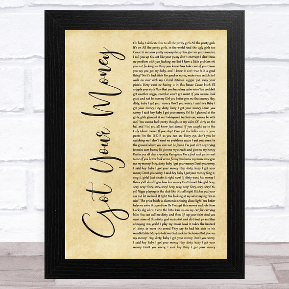 Ol' Dirty Bastard Got Your Money Rustic Script Song Lyric Music Art Print