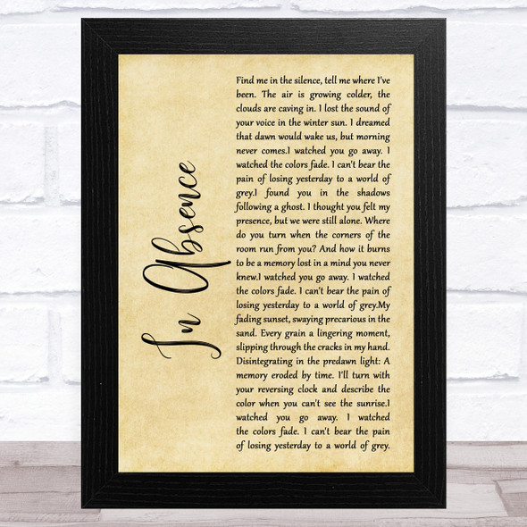 Silent Planet In Absence Rustic Script Song Lyric Music Art Print