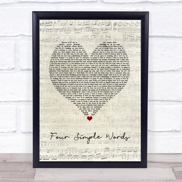 Frank Turner Four Simple Words Script Heart Song Lyric Print
