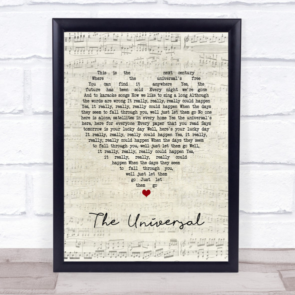 Blur The Universal Script Heart Song Lyric Print