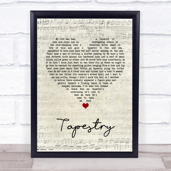 Carole King Tapestry Script Heart Song Lyric Print