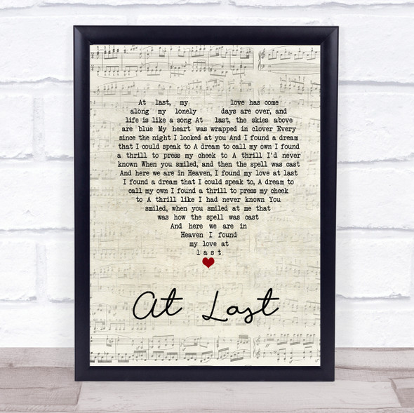 Ella Fitzgerald At Last Script Heart Song Lyric Print