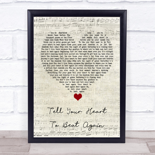 Danny Gokey Tell Your Heart To Beat Again Script Heart Song Lyric Quote Music Print
