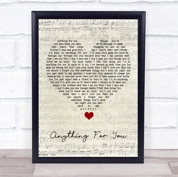 Gloria Estefan Anything For You Script Heart Song Lyric Quote Music Print
