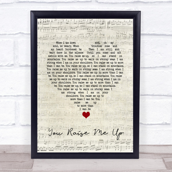 Westlife You Raise Me Up Script Heart Song Lyric Quote Music Print