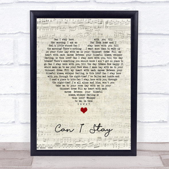 Ray LaMontagne Can I Stay Script Heart Song Lyric Quote Music Print