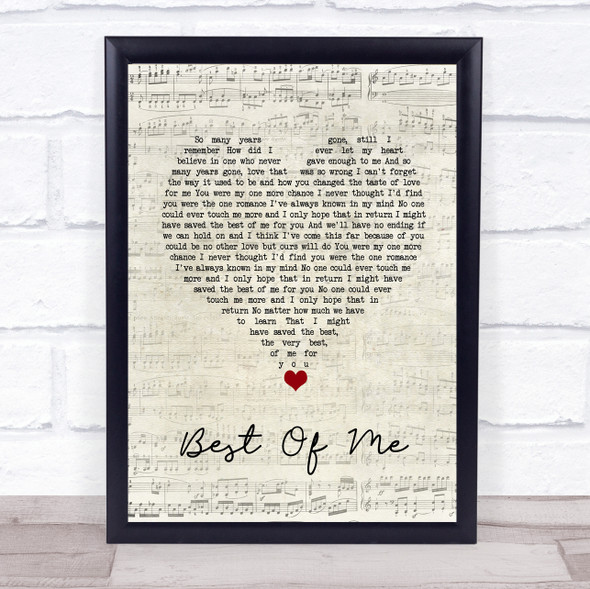 Michael Buble Best Of Me Script Heart Song Lyric Quote Music Print