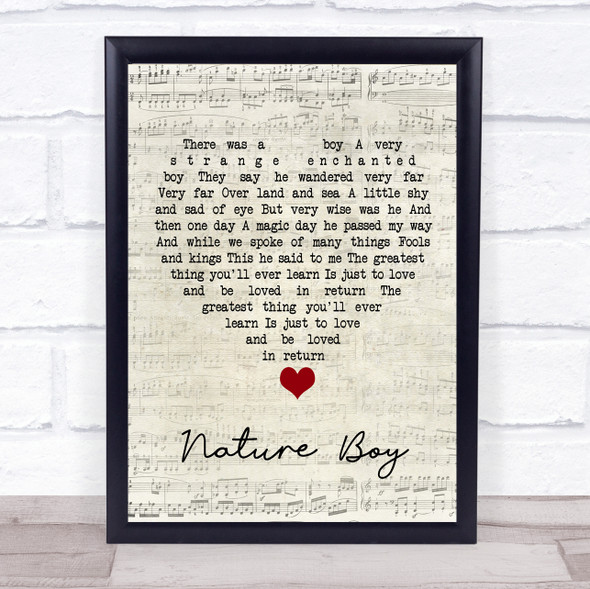 Nat King Cole Nature Boy Script Heart Song Lyric Quote Music Print